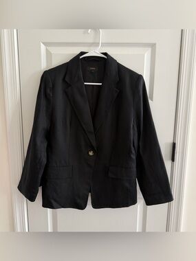 Quince 100% European Linen Structured Blazer Black Medium